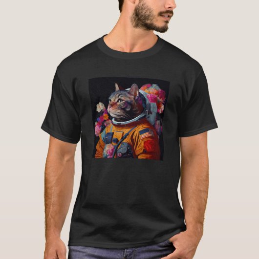 Kleurrijke kat astronaut t-shirt (Voorkant)