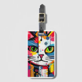 Kleurrijke Kat Bagagelabel (Voorkant (verticaal))