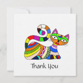 Kleurrijke kat bedankkaart (Voorkant)