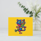 kleurrijke kat briefkaart (Staand voorkant)