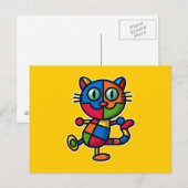 kleurrijke kat briefkaart (Voorkant / Achterkant)