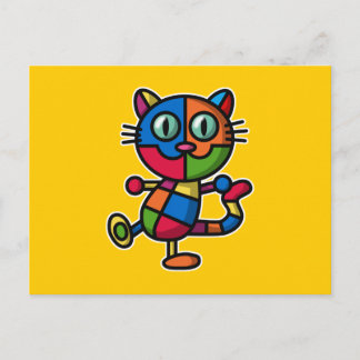 kleurrijke kat briefkaart
