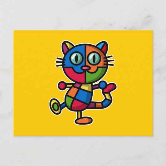 kleurrijke kat briefkaart (Voorkant)