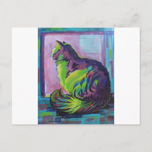 Kleurrijke kat briefkaart (Voorkant)