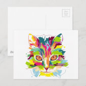 kleurrijke kat briefkaart (Voorkant / Achterkant)