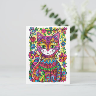 Kleurrijke Kat. Briefkaart