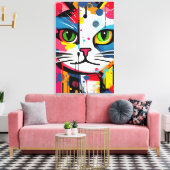 Kleurrijke Kat Canvas Afdruk (Insitu (Woonkamer))