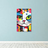 Kleurrijke Kat Canvas Afdruk (Insitu (Houten vloer))