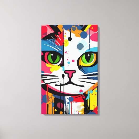 Kleurrijke Kat Canvas Afdruk (Voorkant)
