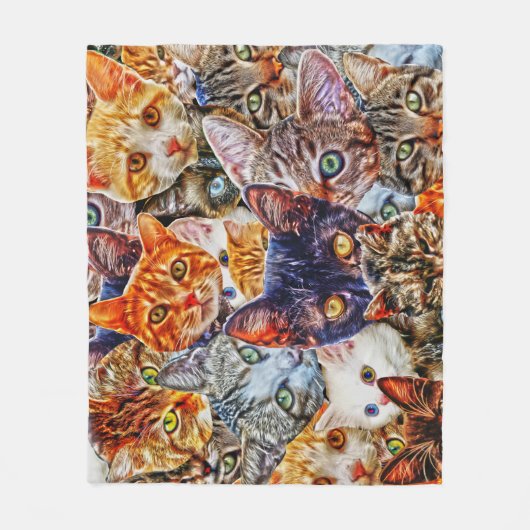 Kleurrijke kat collage fleece deken (Voorkant)