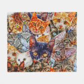 Kleurrijke kat collage fleece deken (Voorkant (Horizontaal))