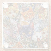 Kleurrijke kat collage glazen onderzetter (Achterkant)