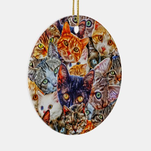 Kleurrijke kat collage keramisch ornament (Rechts)