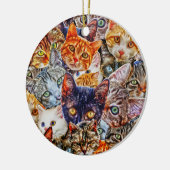 Kleurrijke kat collage keramisch ornament (Links)