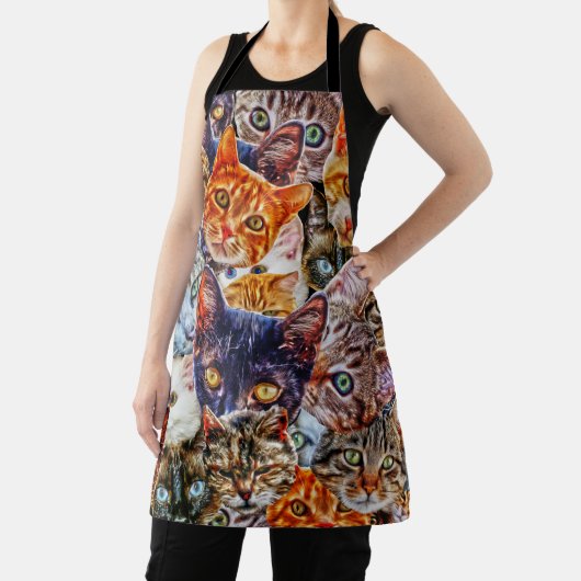 Kleurrijke kat collage schort (Insitu)