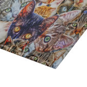 Kleurrijke kat collage snijplank (Hoek)