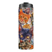 Kleurrijke kat collage thermosbeker (Voorkant)