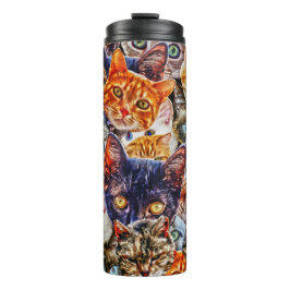 Kleurrijke kat collage thermosbeker