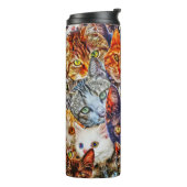 Kleurrijke kat collage thermosbeker (Gedraaid links)