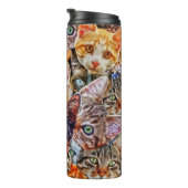 Kleurrijke kat collage thermosbeker (Geroteerd rechts)