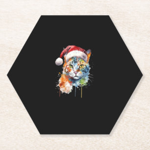 Kleurrijke kat draagt kerstmuts kitten lelijke ker kartonnen onderzetters