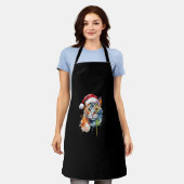 Kleurrijke kat draagt kerstmuts kitten lelijke ker schort (Gedragen)