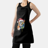 Kleurrijke kat draagt kerstmuts kitten lelijke ker schort (Insitu)