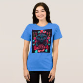 KLEURRIJKE KAT EN BLOEMEN Tri-Blend SHIRT (Voorkant volledig)