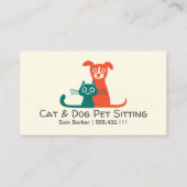 Kleurrijke Kat en Hond Huisdier Zitten | Dierenver Visitekaartje (Voorkant)