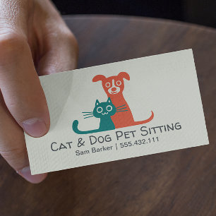 Kleurrijke kat- en hondenpoten Pet Care Visitekaartje