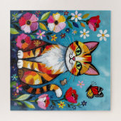 Kleurrijke Kat en Vlinder Legpuzzel (Horizontaal)