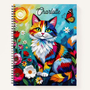Kleurrijke Kat en Vlinder Persoonlijk Notitieboek
