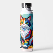 Kleurrijke Kat en Vlinder Waterfles (Links)