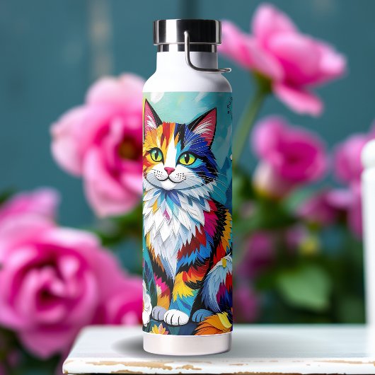Kleurrijke Kat en Vlinder Waterfles