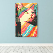 Kleurrijke kat - gedurfde Abstracte kunst Canvas Afdruk (Insitu (Houten vloer))