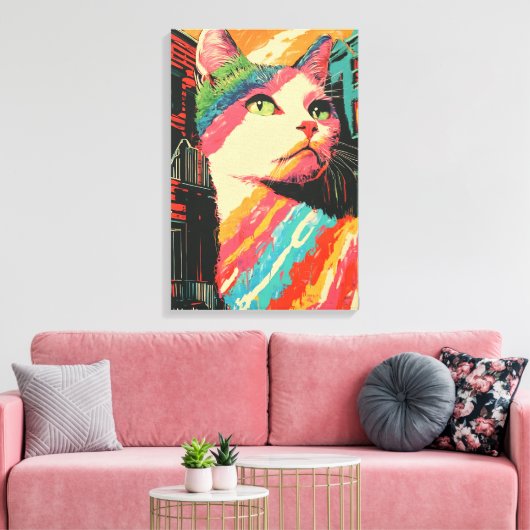 Kleurrijke kat - gedurfde Abstracte kunst Canvas Afdruk (Insitu (Woonkamer))