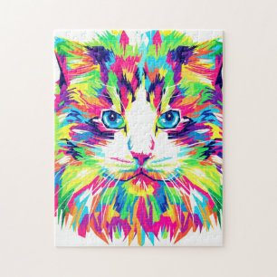 Kleurrijke Kat - Gezicht - Legpuzzel