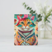 Kleurrijke Kat in een outfit Briefkaart (Staand voorkant)