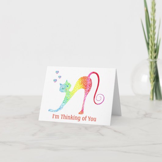 Kleurrijke Kat - Klein, 4 x 5,6-inch gevouwen noti Notitiekaartje (Voorkant)