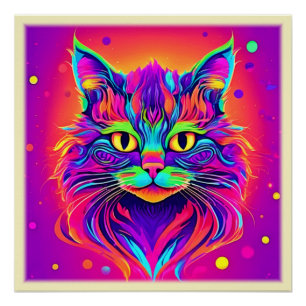 Kleurrijke kat kop kunstwerk perfect poster