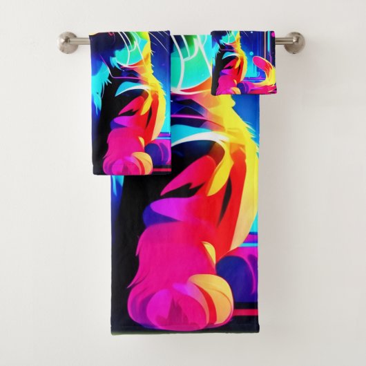 Kleurrijke kat kunst bad handdoek (Insitu)