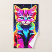 Kleurrijke kat kunst bad handdoek (Handdoek)
