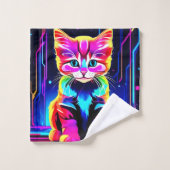 Kleurrijke kat kunst bad handdoek (Wasdoekje)