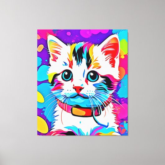 Kleurrijke Kat kunst Canvas Afdruk (Voorkant)