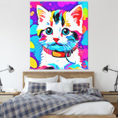 Kleurrijke Kat kunst Canvas Afdruk (Insitu (Slaapkamer))
