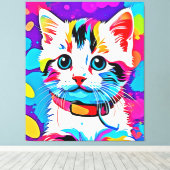 Kleurrijke Kat kunst Canvas Afdruk (Insitu (Houten vloer))