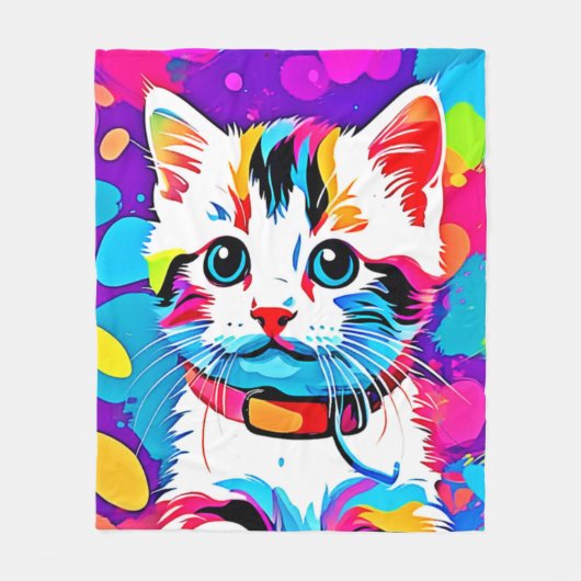 Kleurrijke Kat kunst Fleece Deken (Voorkant)