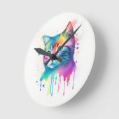 Kleurrijke kat kunst klok (Hoek)