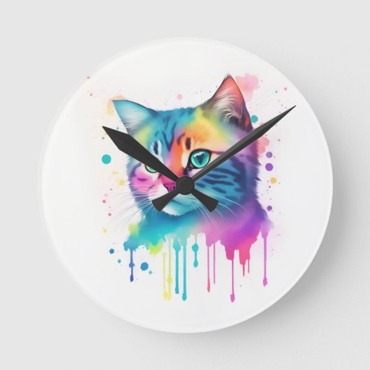 Kleurrijke kat kunst klok (Voorkant)