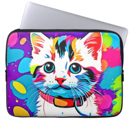Kleurrijke Kat kunst Laptop Sleeve